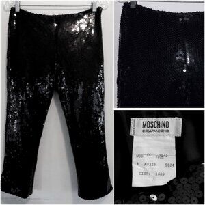 Moschino sequin pant 8 Black Italy 42 Lined Side zip Dressy Glittery Party